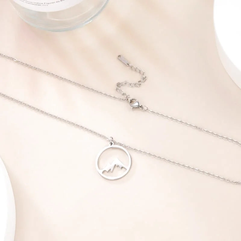 pendentif montagne argent inoxydable