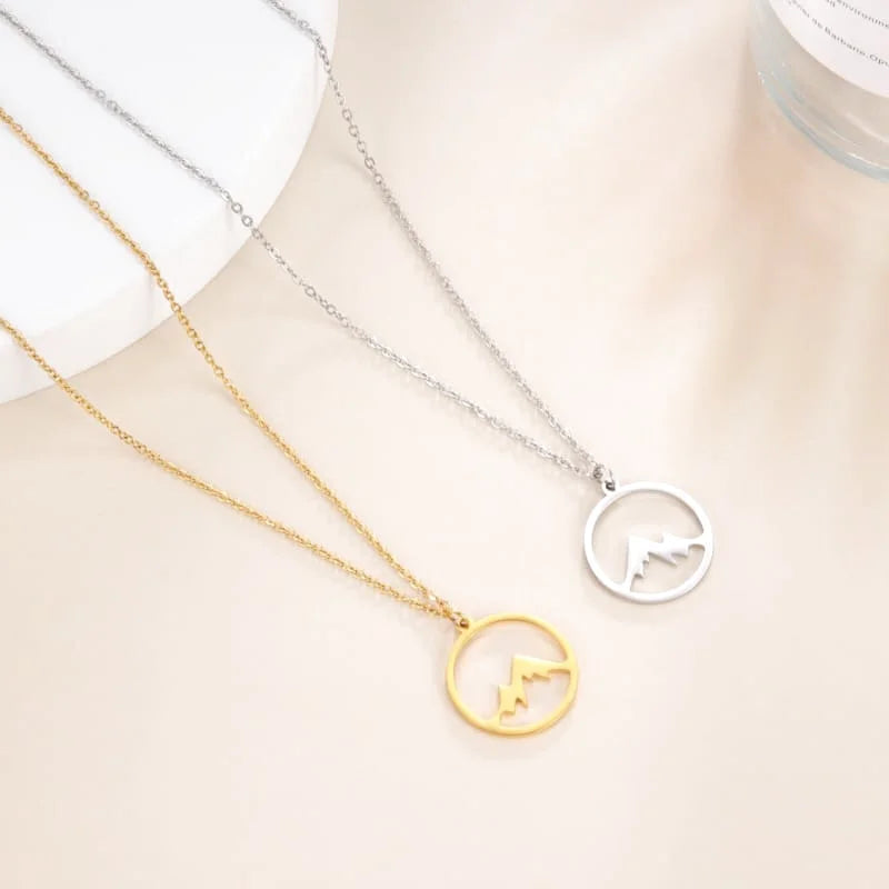 pendentif montagne argent inoxydable